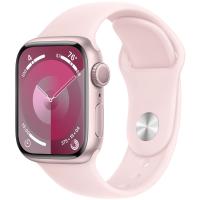 Apple Watch Series 9, 45 мм, корпус из алюминия розового цвета, спортивный ремешок нежно-розового цвета, размер ML