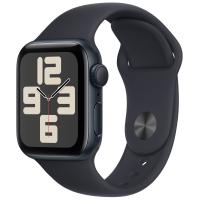 Apple Watch SE 2023, 40 мм, корпус из алюминия цвета «тёмная ночь», спортивный ремешок цвета «тёмная ночь», размер SM